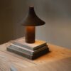 Kilzi lighting | Hat design table lamp for home decor, a elegant designer lamp of wood soft organic shapes