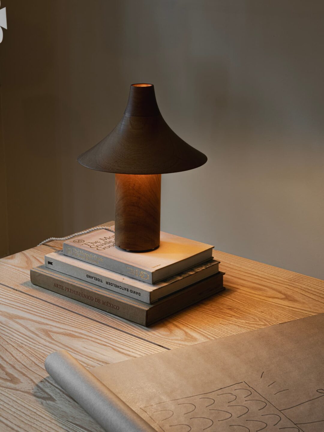 Kilzi lighting | Hat design table lamp for home decor, a elegant designer lamp of wood soft organic shapes