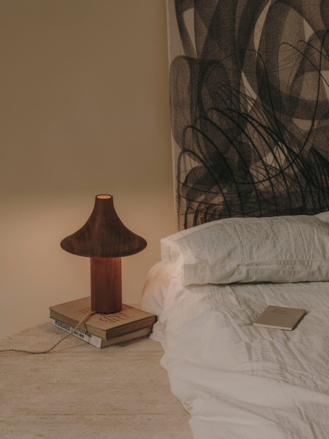 Kilzi lighting | Hat design table lamp for home decor, a elegant designer lamp of wood soft organic shapes