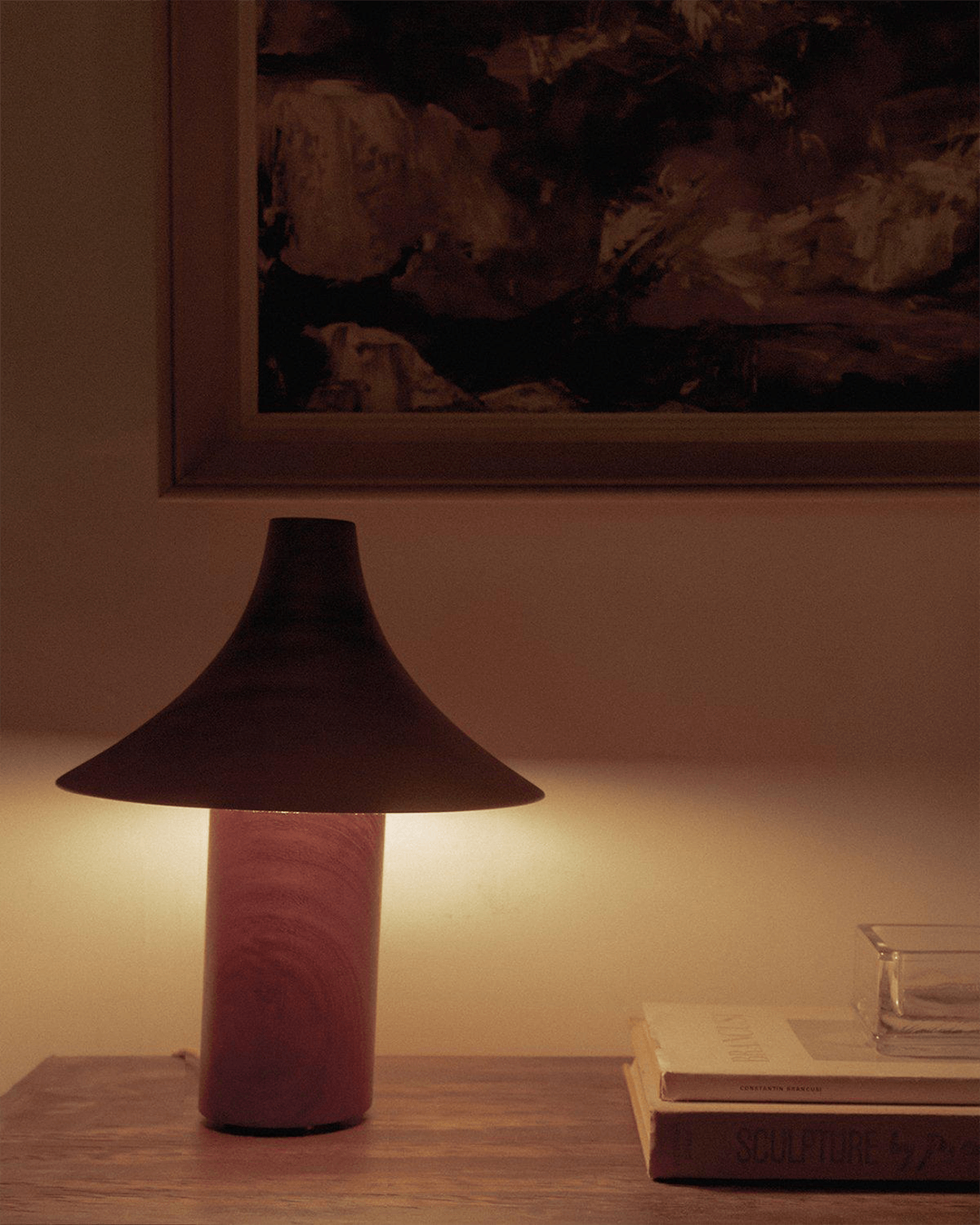 Kilzi lighting | Hat design table lamp for home decor, a elegant designer lamp of wood soft organic shapes