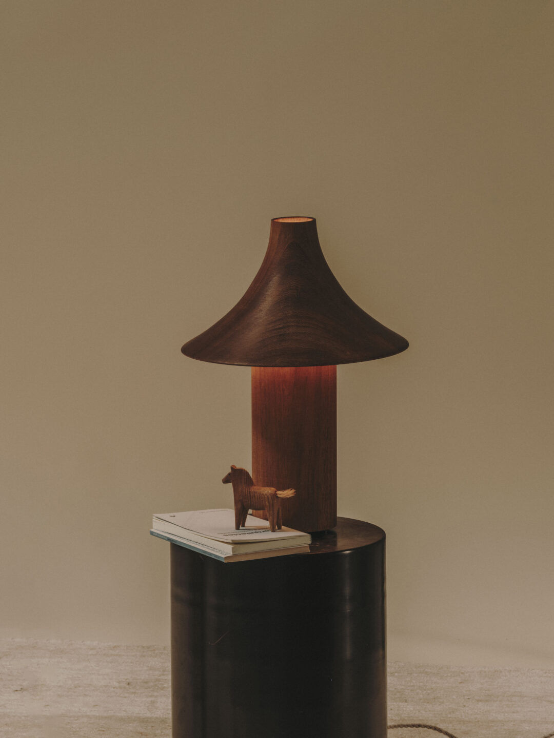 Kilzi lighting | Hat design table lamp for home decor, a elegant designer lamp of wood soft organic shapes