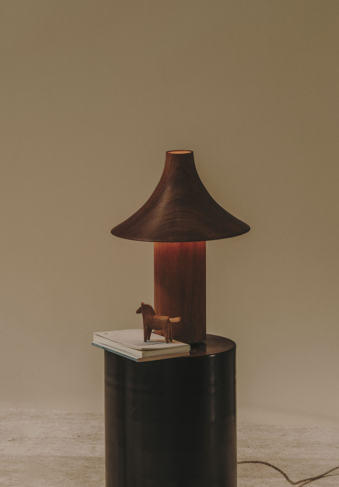 Kilzi lighting | Hat design table lamp for home decor, a elegant designer lamp of wood soft organic shapes