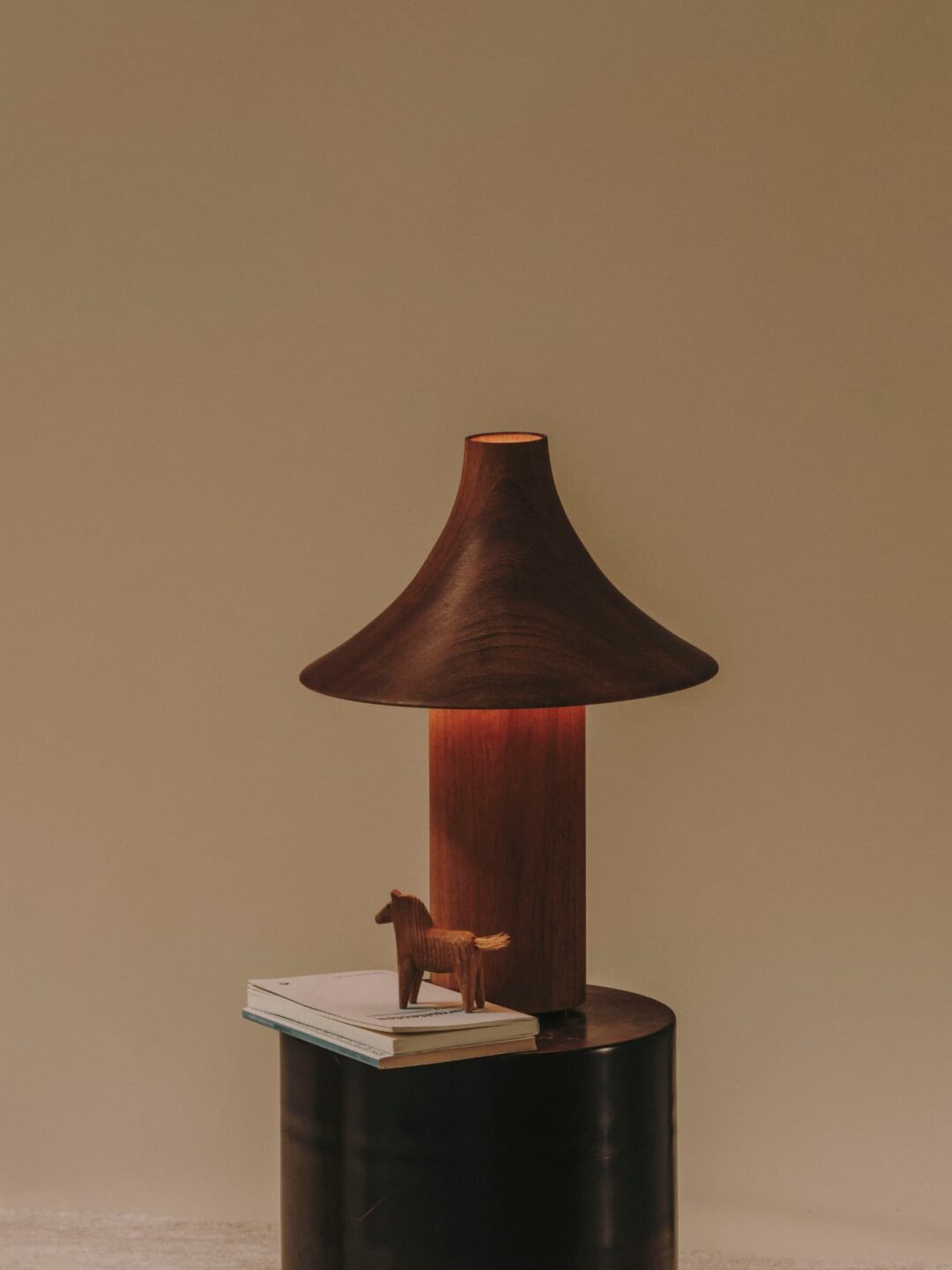 Kilzi lighting | Hat design table lamp for home decor, a elegant designer lamp of wood soft organic shapes