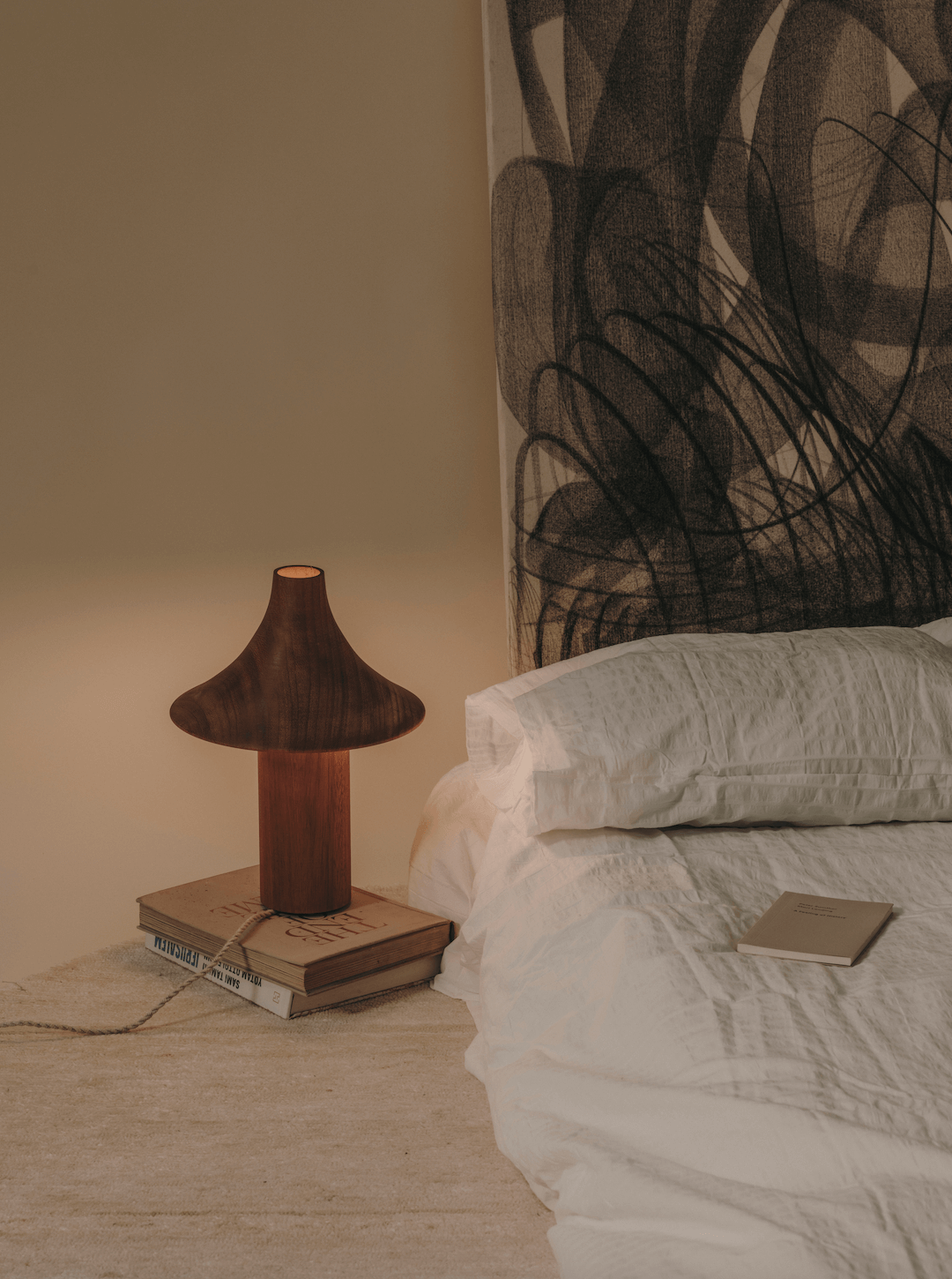 Kilzi lighting | Hat design table lamp for home decor, a elegant designer lamp of wood soft organic shapes