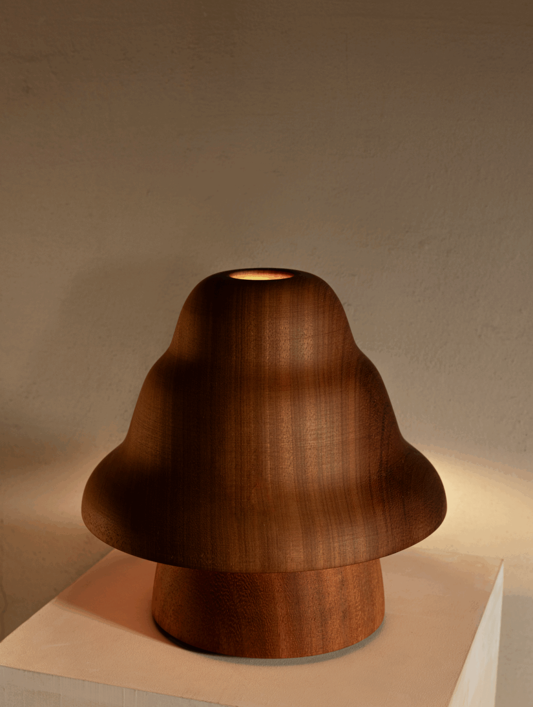 Kilzi lighting | Hat Wobble design table lamp for home decor, a elegant designer lamp of wood soft organic shapes.